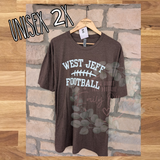 Size 2x, Unisex, Short Sleeve WJ football Heather Brown