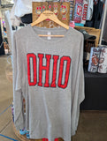 3x, Long Sleeve, Unisex,OHIO, Oxford Grey
