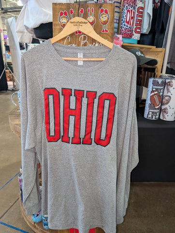 3x, Long Sleeve, Unisex,OHIO, Oxford Grey