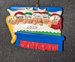 Personalized Ornament- 6 people in a bed
