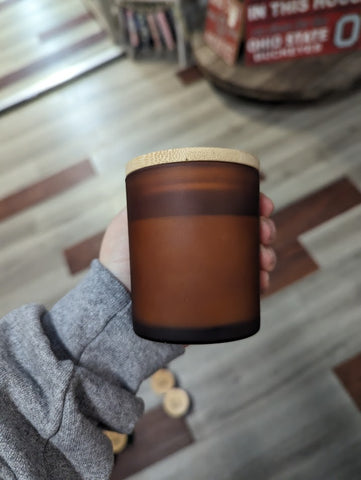 BROWN Matte Jar/ Bamboo Lid/ Flat Wick- Several Scents