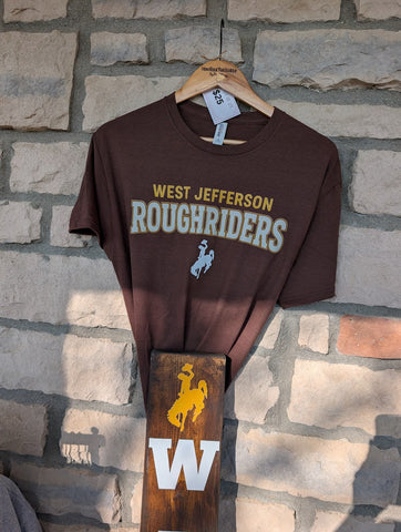 Size Medium, Unisex, Short Sleeve, Brown West Jefferson Roughriders
