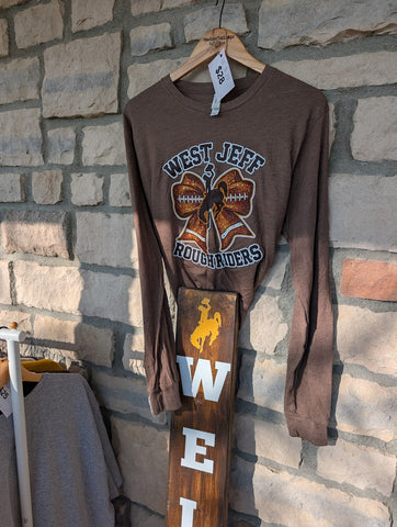 Size Medium, Unisex, Long Sleeve, Roughrider football bow