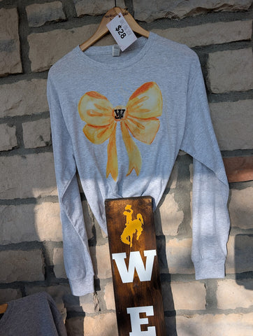 Size Medium, Unisex, Long Sleeve, WJ Bow on Ash