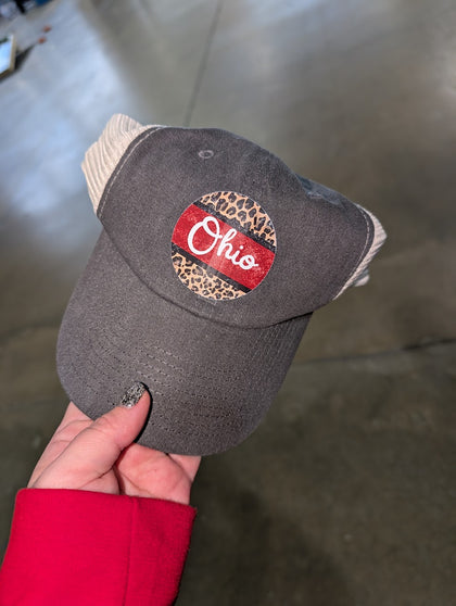 Ohio leopard-Snap Back- DARK Charcoal Grey