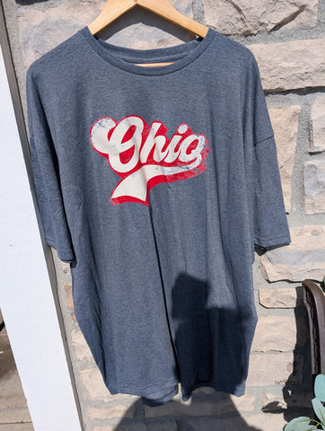 Retro Ohio Short Sleeve Tees and Crewneck Sweatshirts in Dark Heather Charcoal
