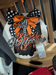 Door Hanger-14 inches- Welcome Tiger striped ohio