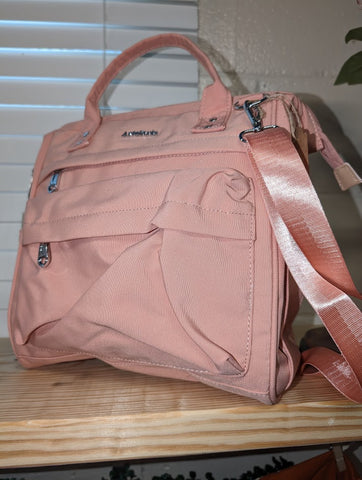 Pink Diaper Bag with Cross body strap and Wipe compartment