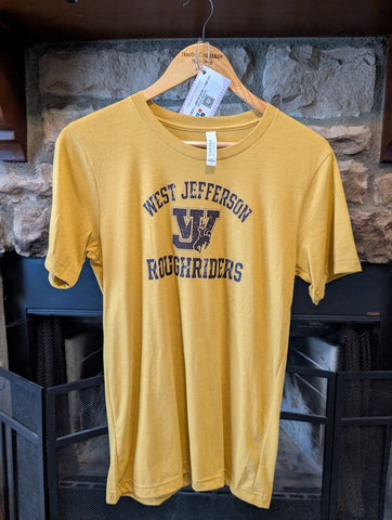 Size Small, Unisex, Short Sleeve, Mustard West Jefferson Roughriders