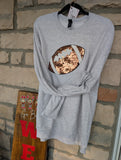 Large, Unisex, Crewneck Sweatshirt Sequins Football Decal- ASH