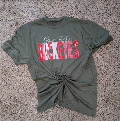 Large-Unisex-Short Sleeve- Printed/stitched buckeyes