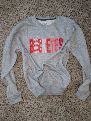 Large, Unisex, Crewneck Sweatshirt Stitched Printed Buckeyes