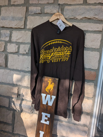 Size Large, Unisex, Long Sleeve, Dark Brown Roughrider football