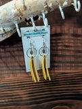 Handmade football tassel earrings with yellow and brown suede for West Jefferson Roughriders fans