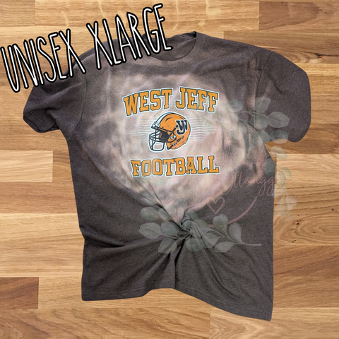 Size XL, Unisex, Short Sleeve WJ football Heather Brown Bleach