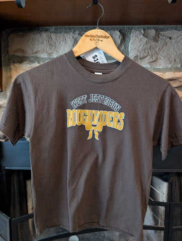 Size Youth Small, Short Sleeve, Brown West Jefferson Roughrider Bow