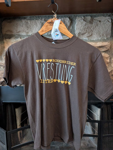 Size Youth Medium, Short Sleeve, Brown wrestling sister