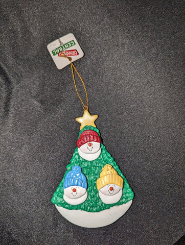 Personalized Ornament- 3 person snowman tree