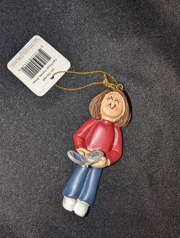 Girl with flip Cell phone Ornament