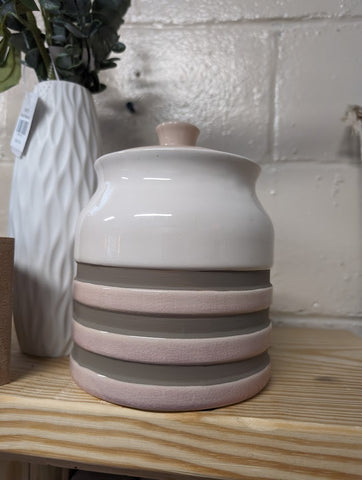 Pink and grey Jar with lid