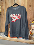 Retro Ohio Short Sleeve Tees and Crewneck Sweatshirts in Dark Heather Charcoal