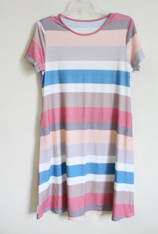 Pink Striped T-Shirt Dress