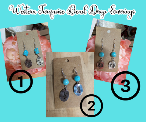 Western Turquoise Bead Drop Earrings