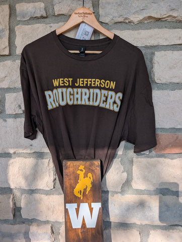 Size Xl, Unisex, Short Sleeve Brown West Jefferson Roughriders