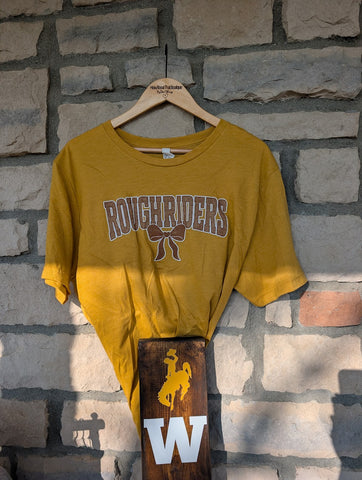 Size Xl, Unisex, Short Sleeve Mustard- Roughriders Bow
